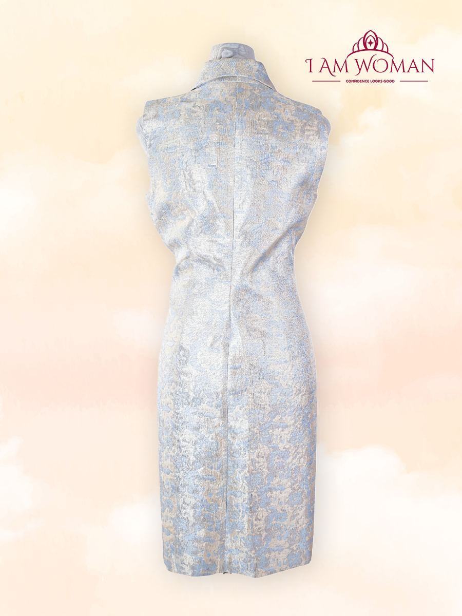 Silver White Sleeveless Sheath Dress