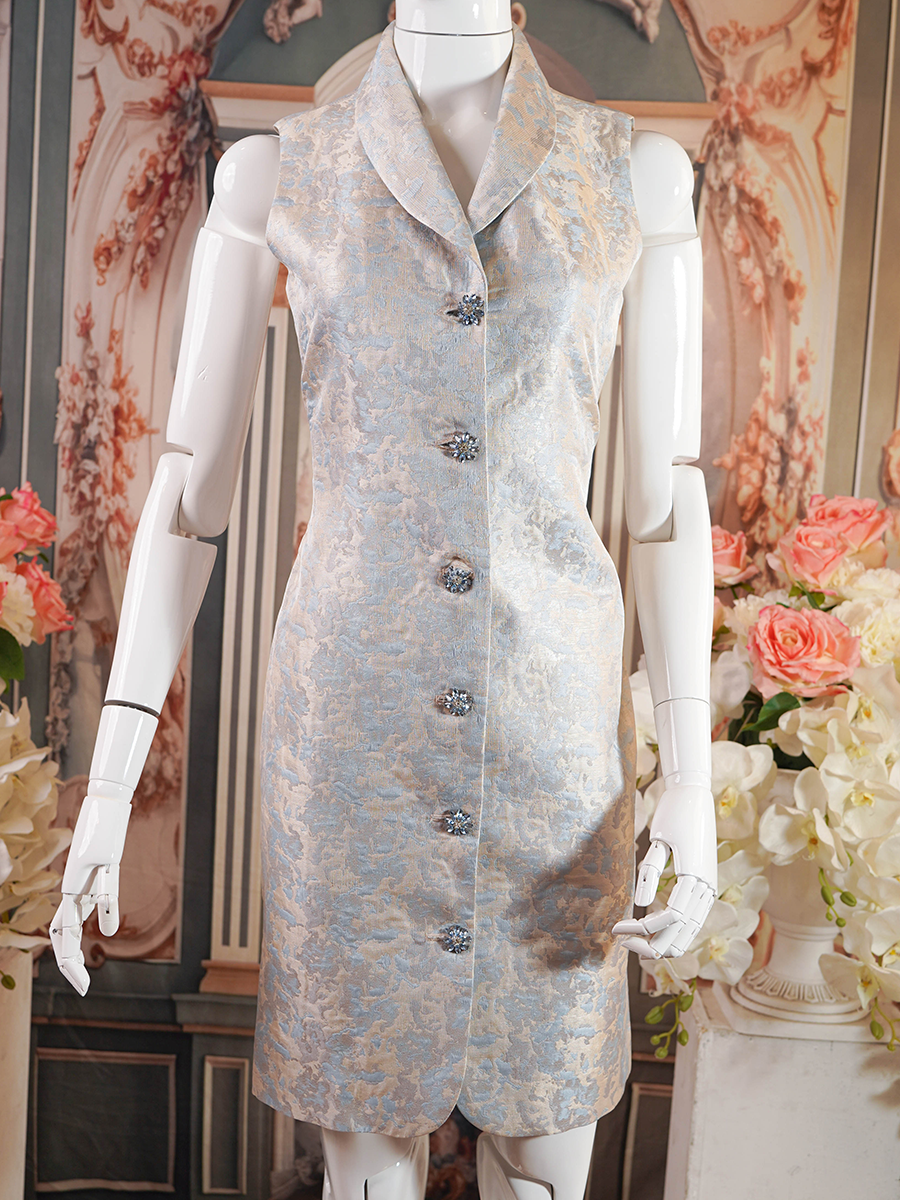 Silver White Sleeveless Sheath Dress