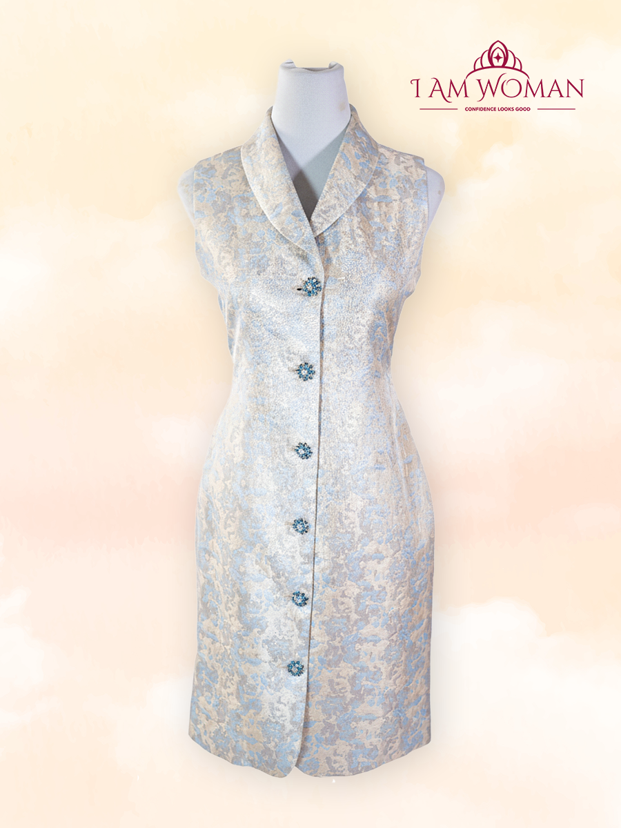 Silver White Sleeveless Sheath Dress