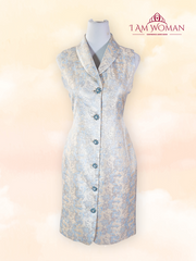 Silver White Sleeveless Sheath Dress