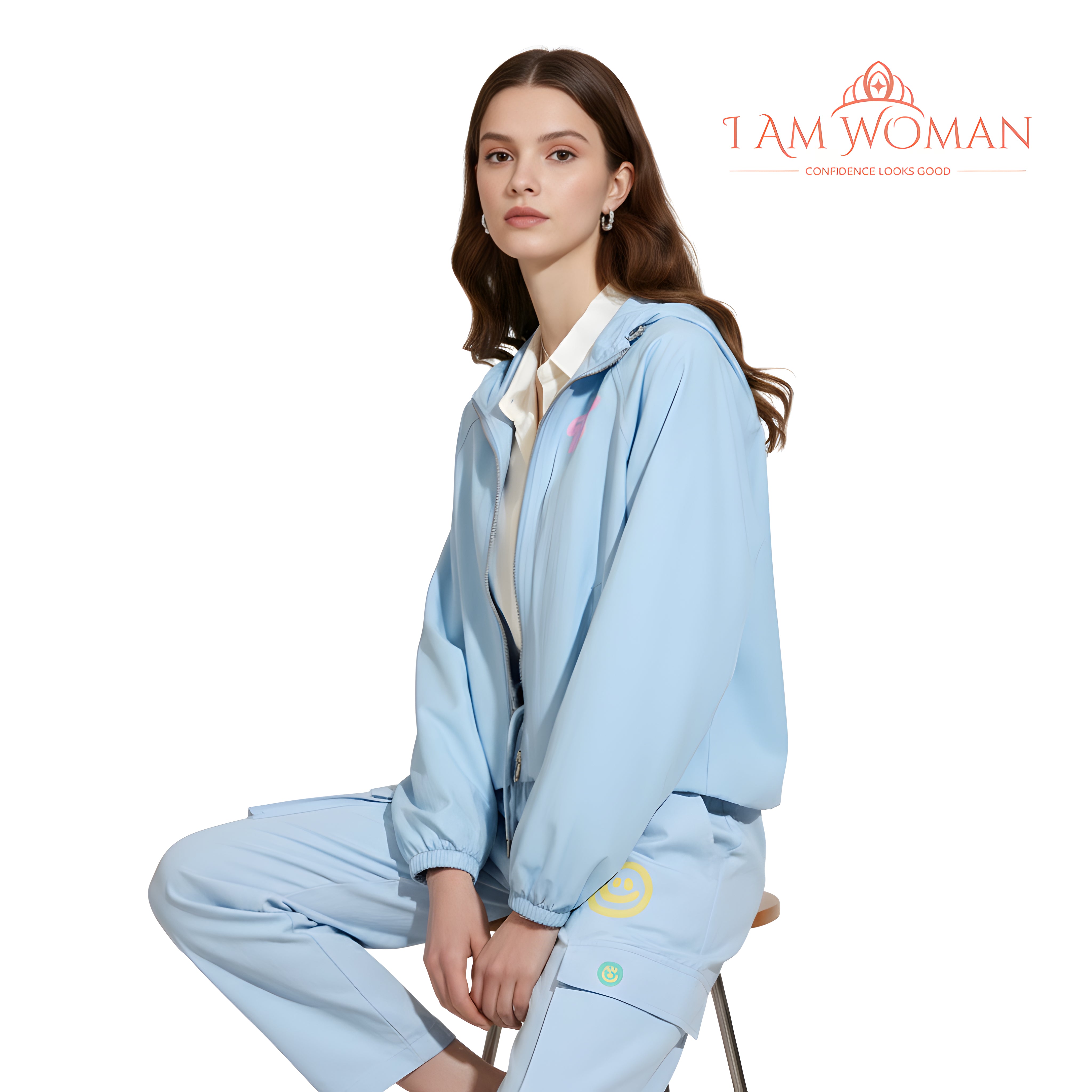 I Am Woman Light Blue Cropped Jacket