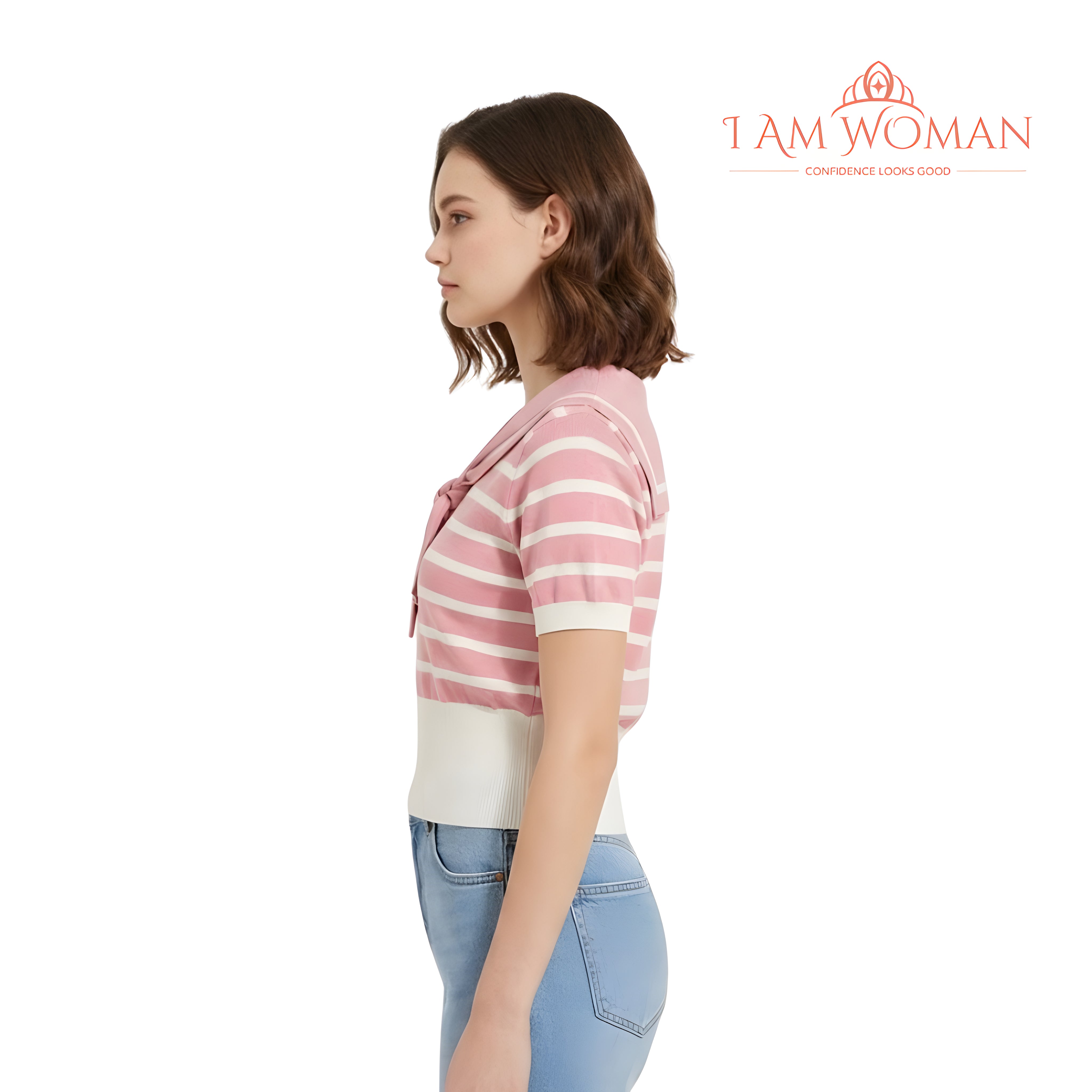 Pink and Cream Striped Sailor Top