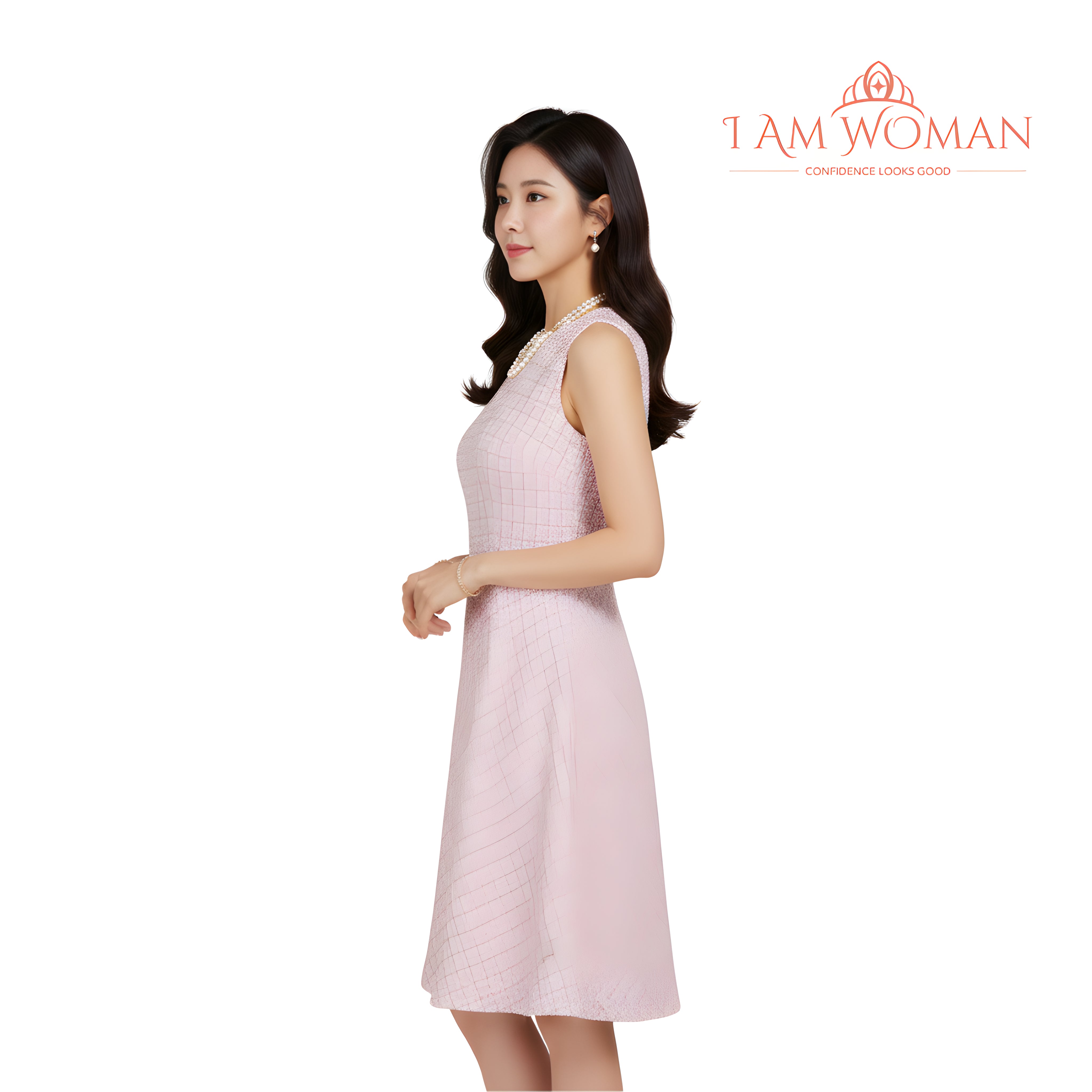 I Am Woman Pink Tweed Sleeveless Dress