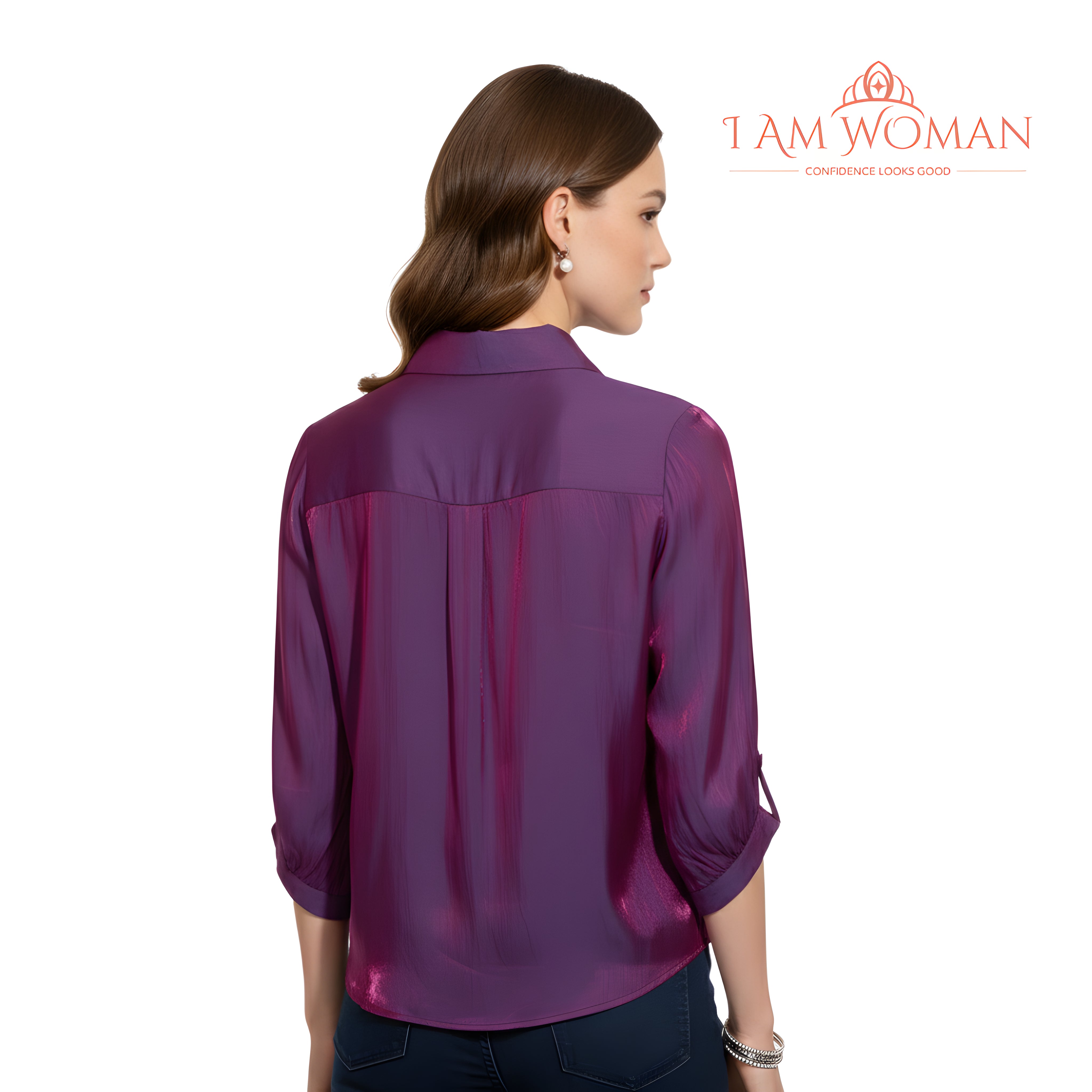 I Am Woman Purple Button-Down Blouse