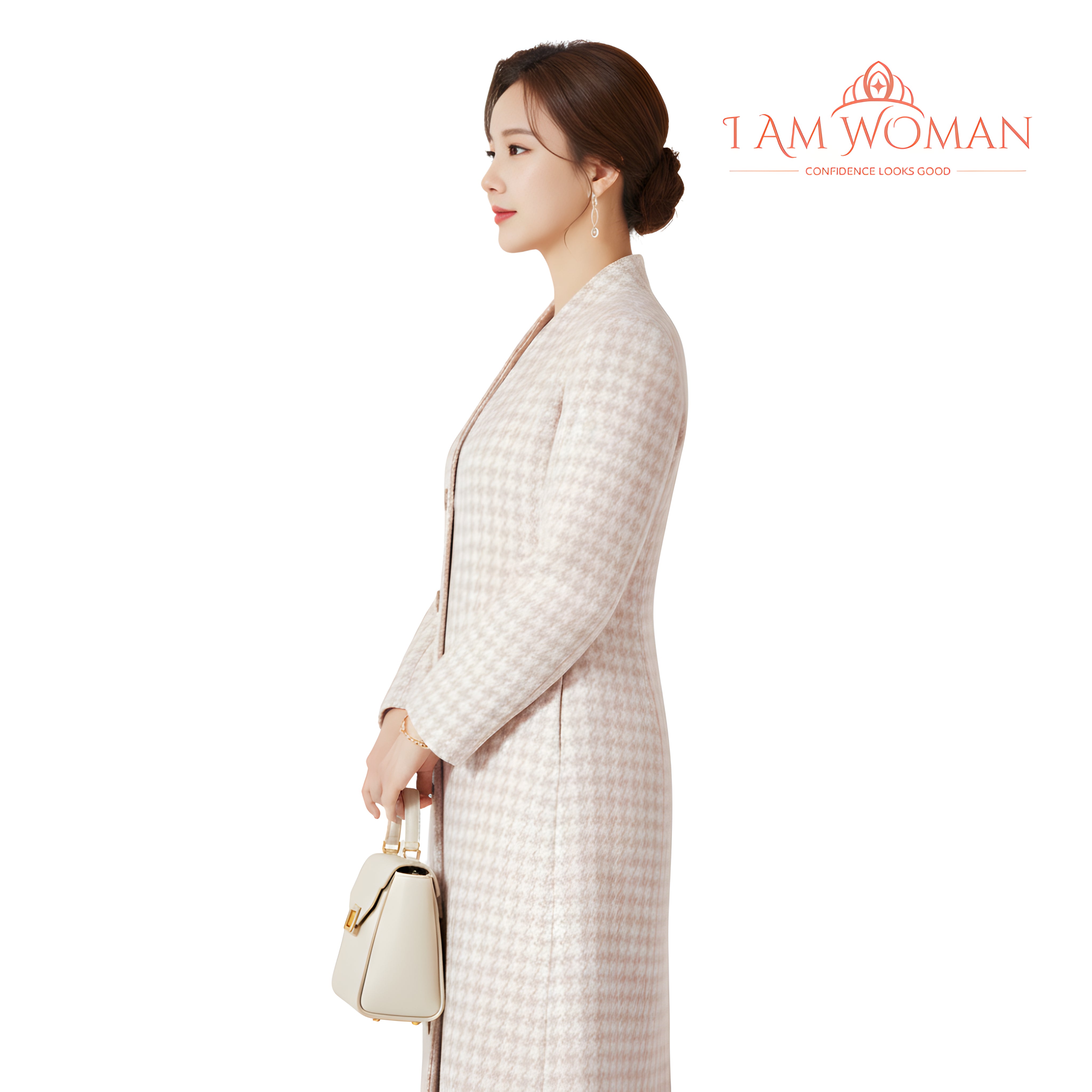 I Am Woman Pale Pink Button Down Long Coat