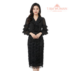 I Am Woman Black 3D Rose Skirt