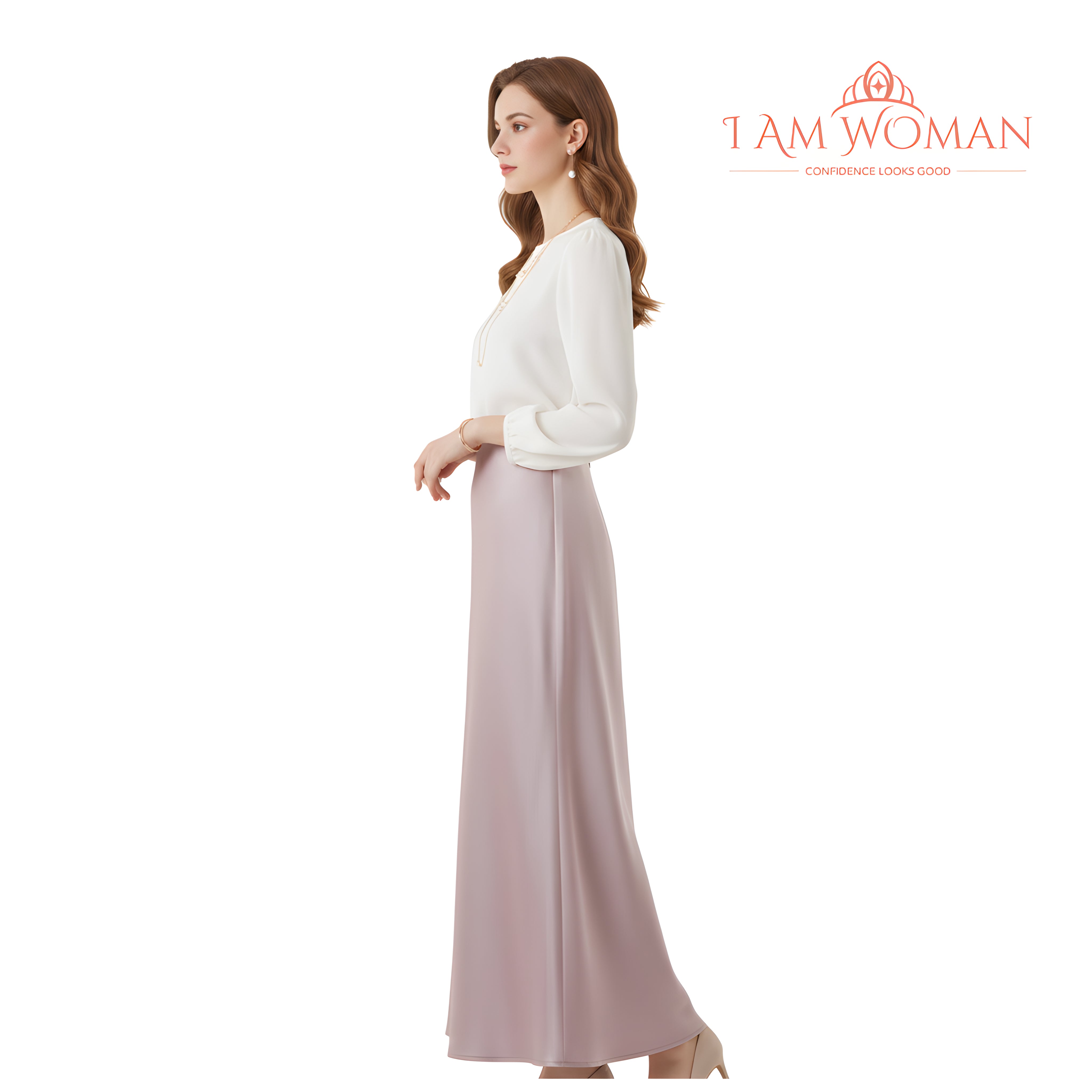 I Am Woman Blush Pink Satin A-Line Maxi Skirt