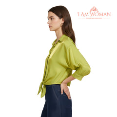 I Am Woman Lime Green Knotted Blouse