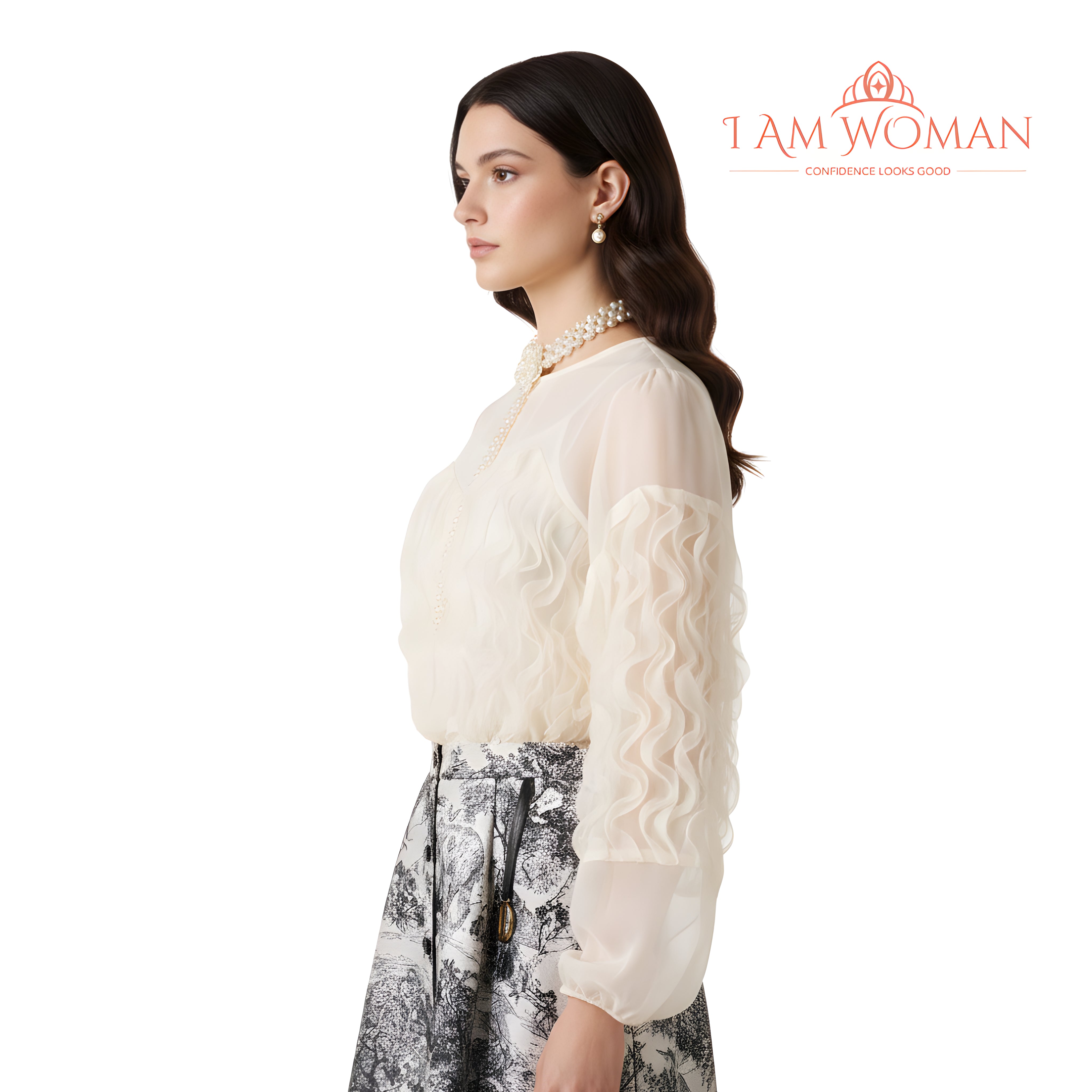 I Am Woman Off-White Ruffled Blouse
