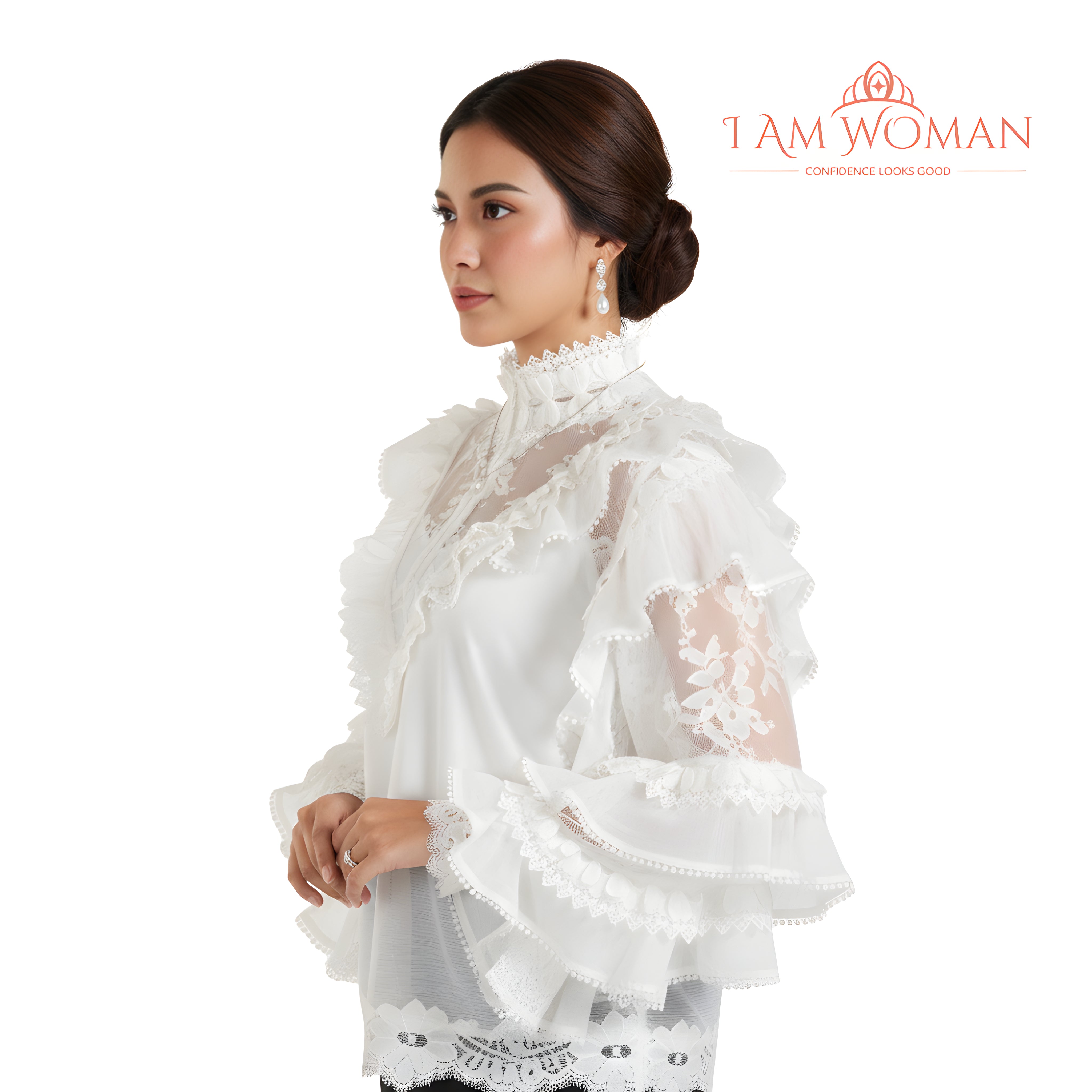 I Am Woman White, Romantic Lace Blouse