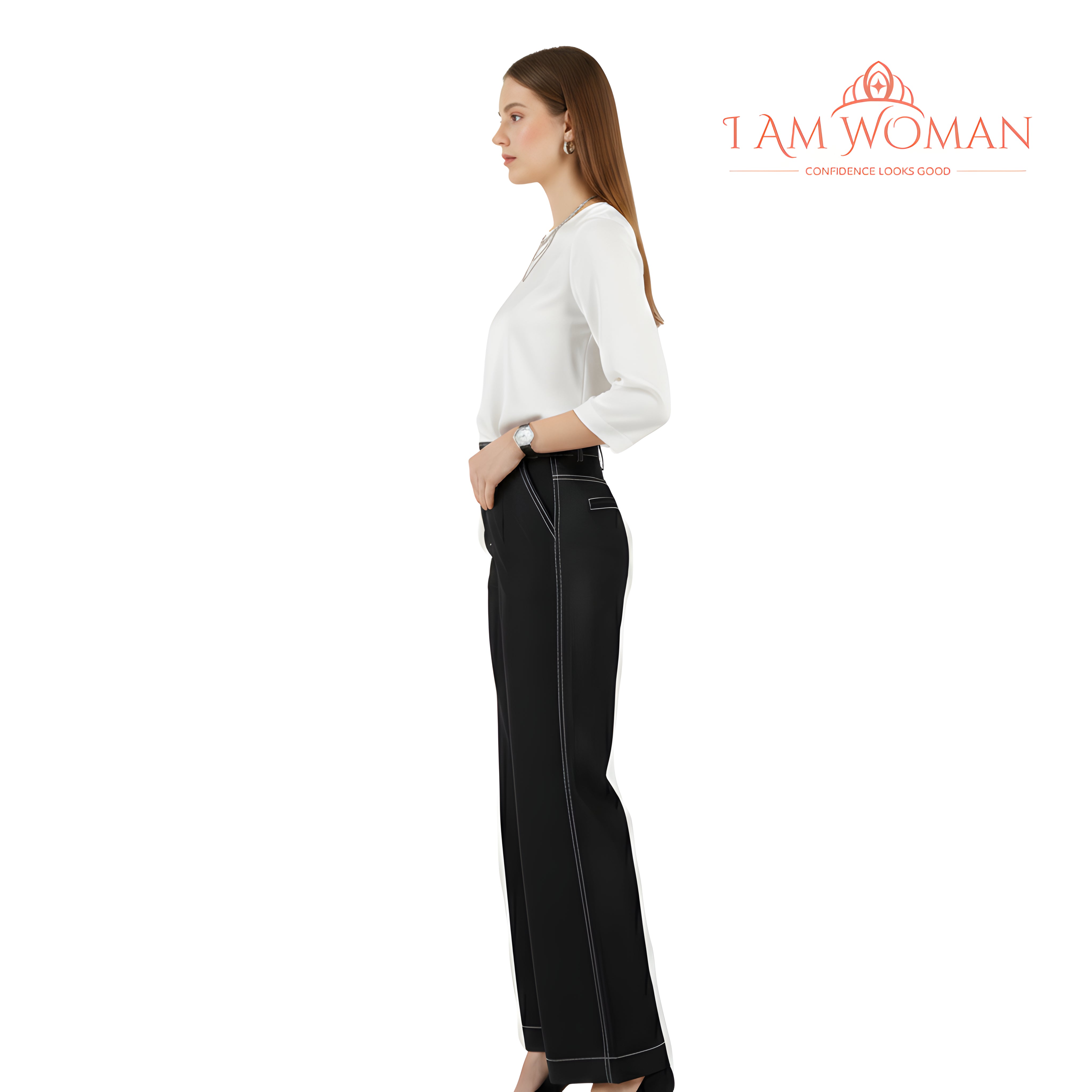 I Am Woman Black Denim Wide Leg Pants High-Waisted