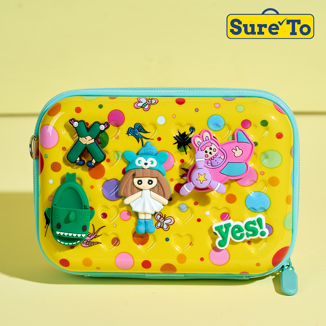 Sureto Mini Pouch with 2 pieces Jibbitz and Sling Yellow Polka Dot