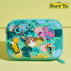 Sureto Mini Pouch with 2 pieces Jibbitz and Sling Blue Green Printed