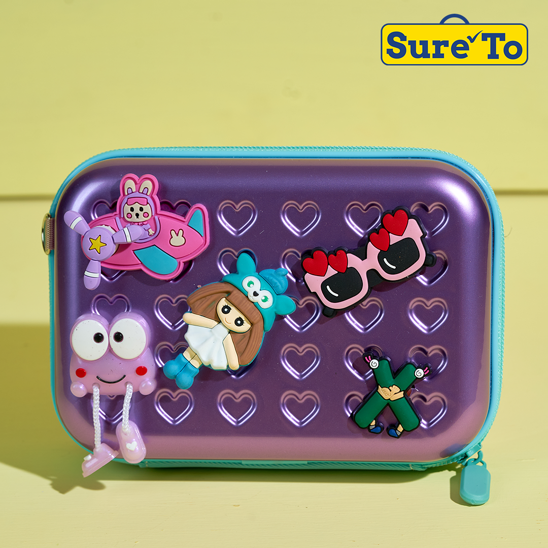 Sureto Mini Pouch with 2  pieces Jibbitz and Sling Metallic Violet