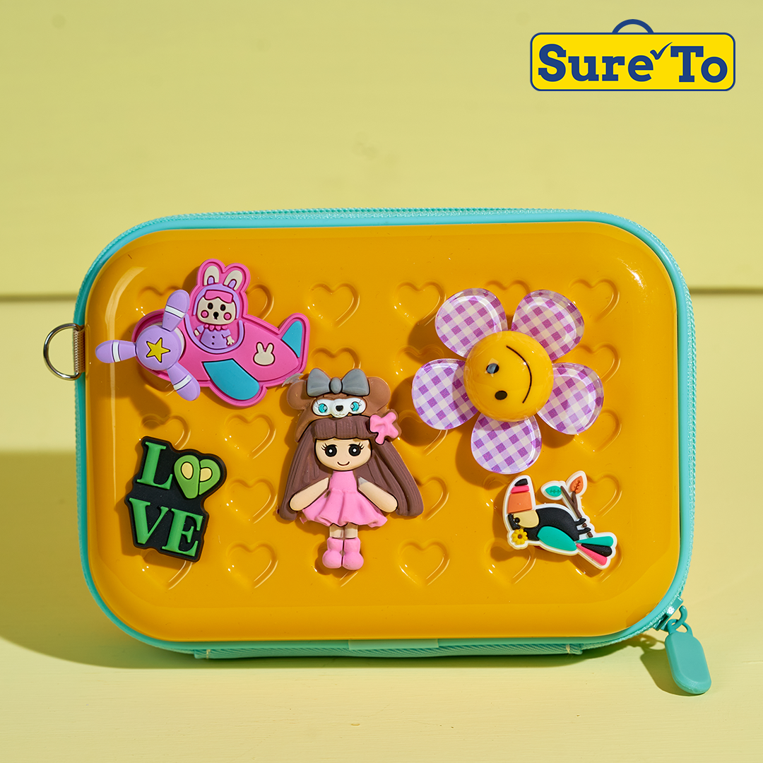 Sureto Mini Pouch with 2 pieces Jibbitz and Sling Plain Yellow