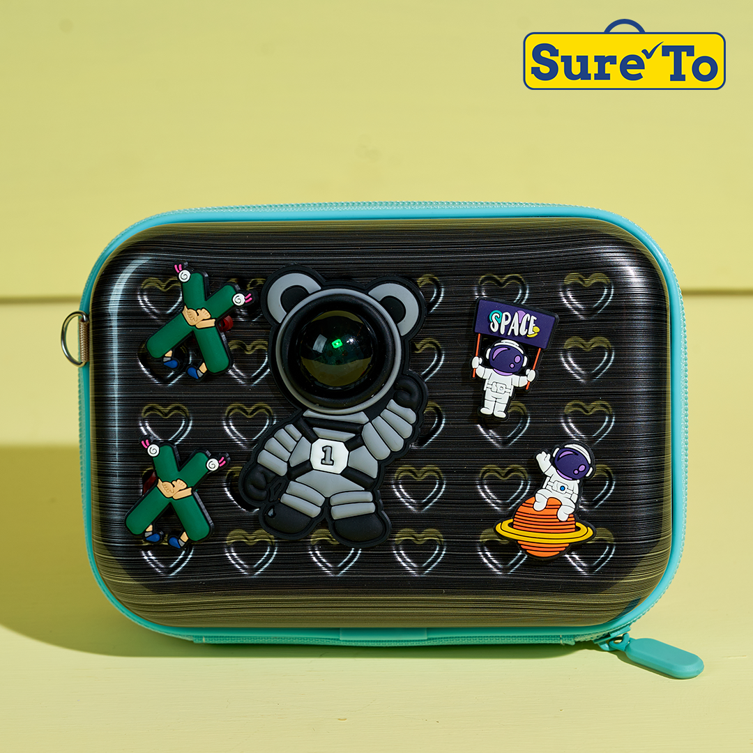 Sureto Mini Pouch with 2 pieces Jibbitz and Sling Plain Black