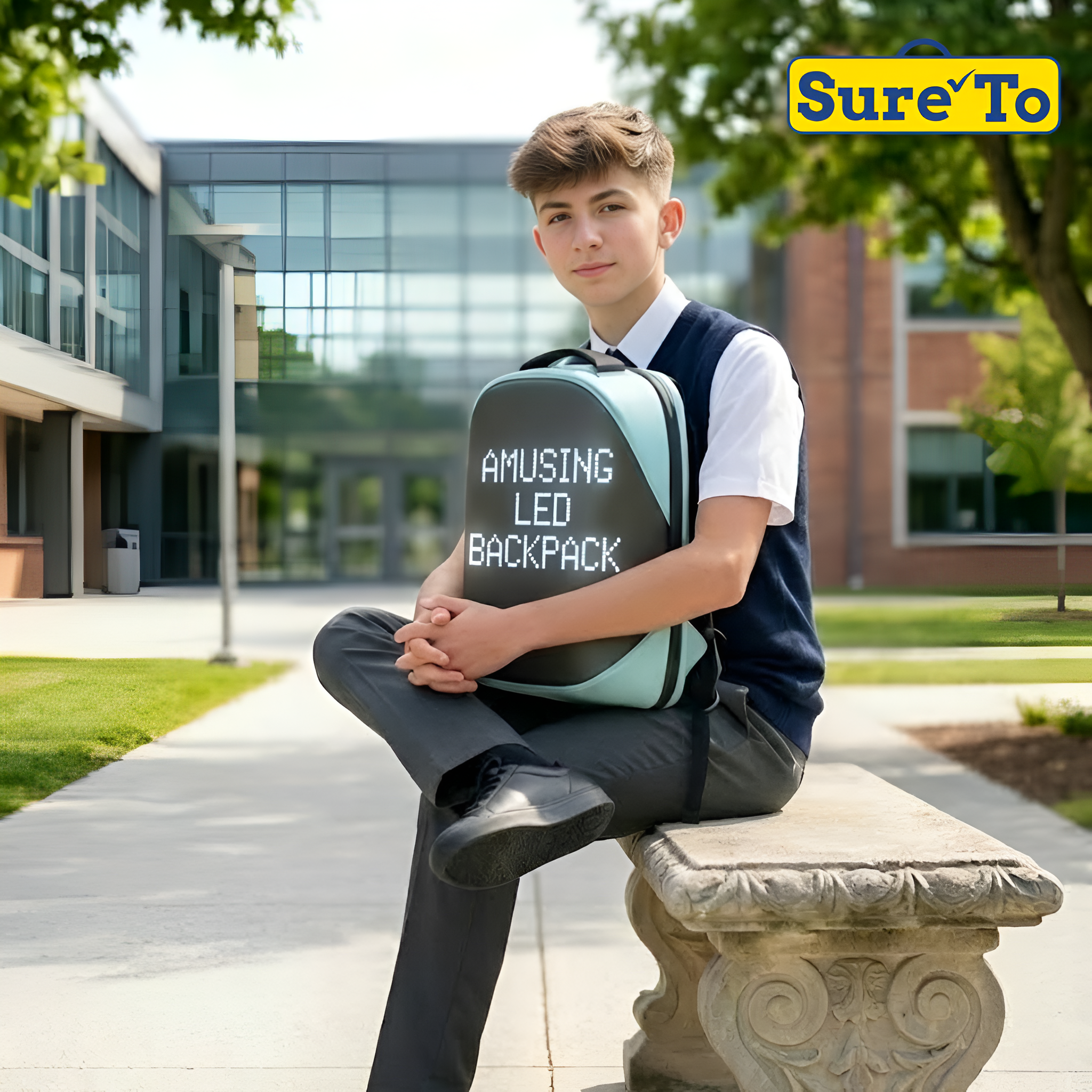Sureto LED Backpack Nylon Blue and Black