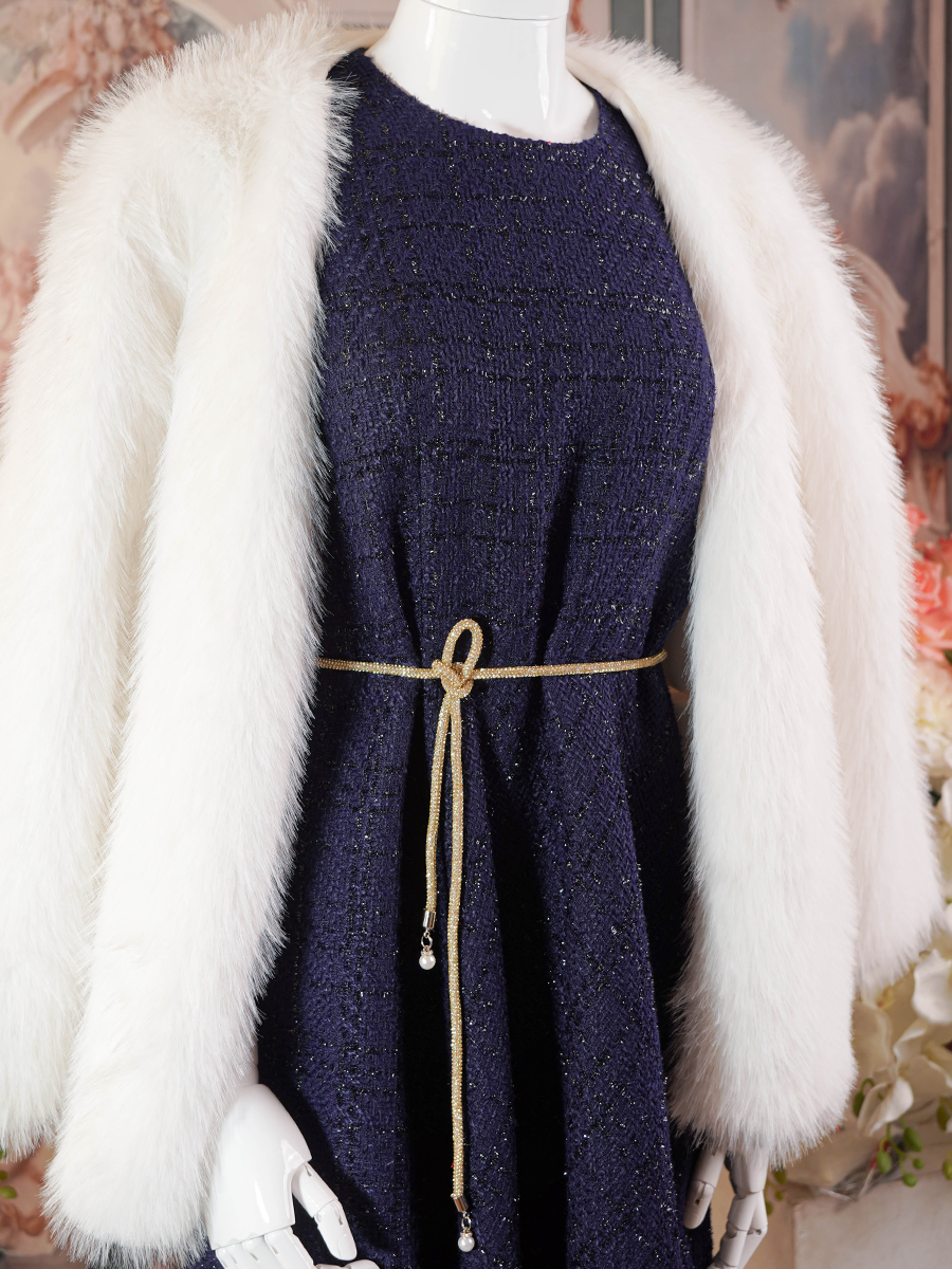 Navy Blue Shimmer Long Dress