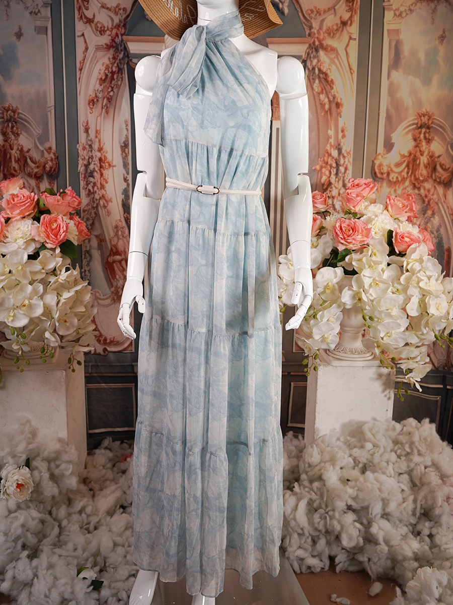 Light Blue Tiered Maxi Dress