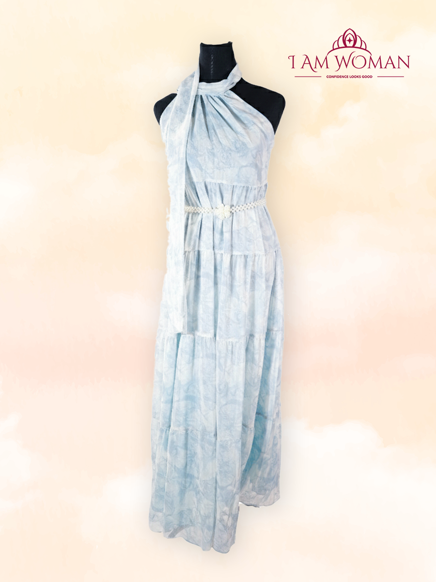 Light Blue Tiered Maxi Dress