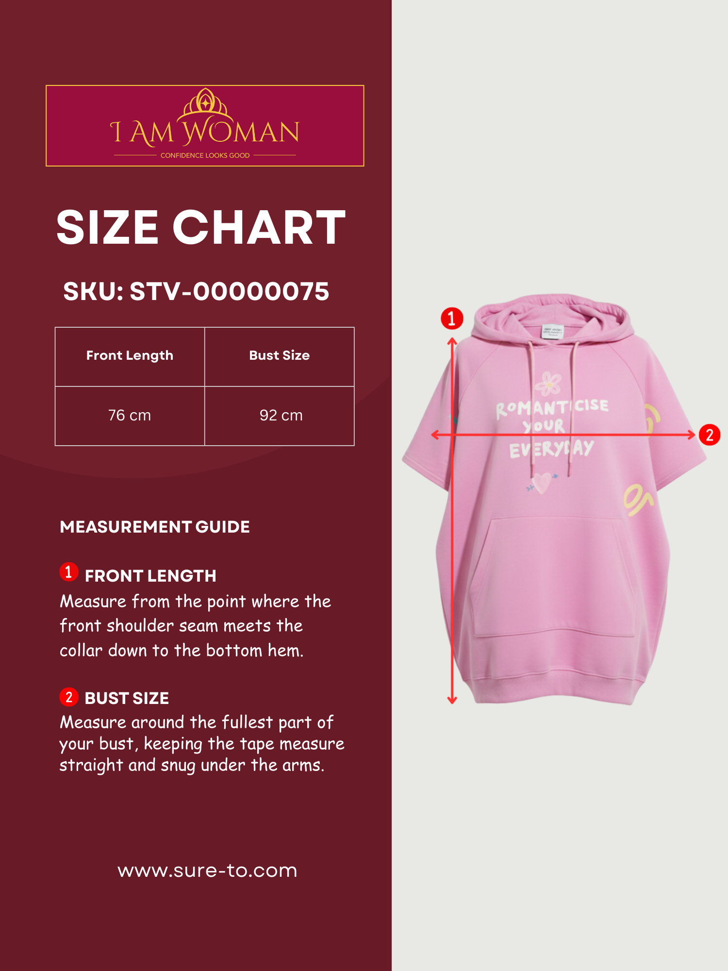 I Am Woman Pink "Romanticise Your Everyday" Short-Sleeve Hoodie