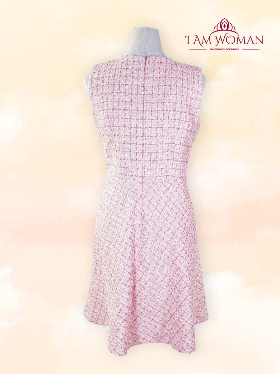 Pink tweed dress short sleeves