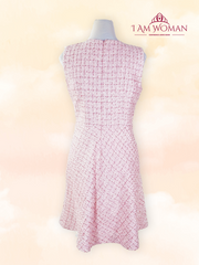 Pink tweed dress short sleeves