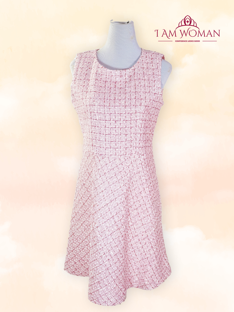 Pink tweed dress short sleeves