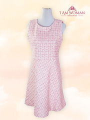 Pink tweed dress short sleeves
