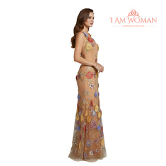 I Am Woman Beige Floral Maxi Dress