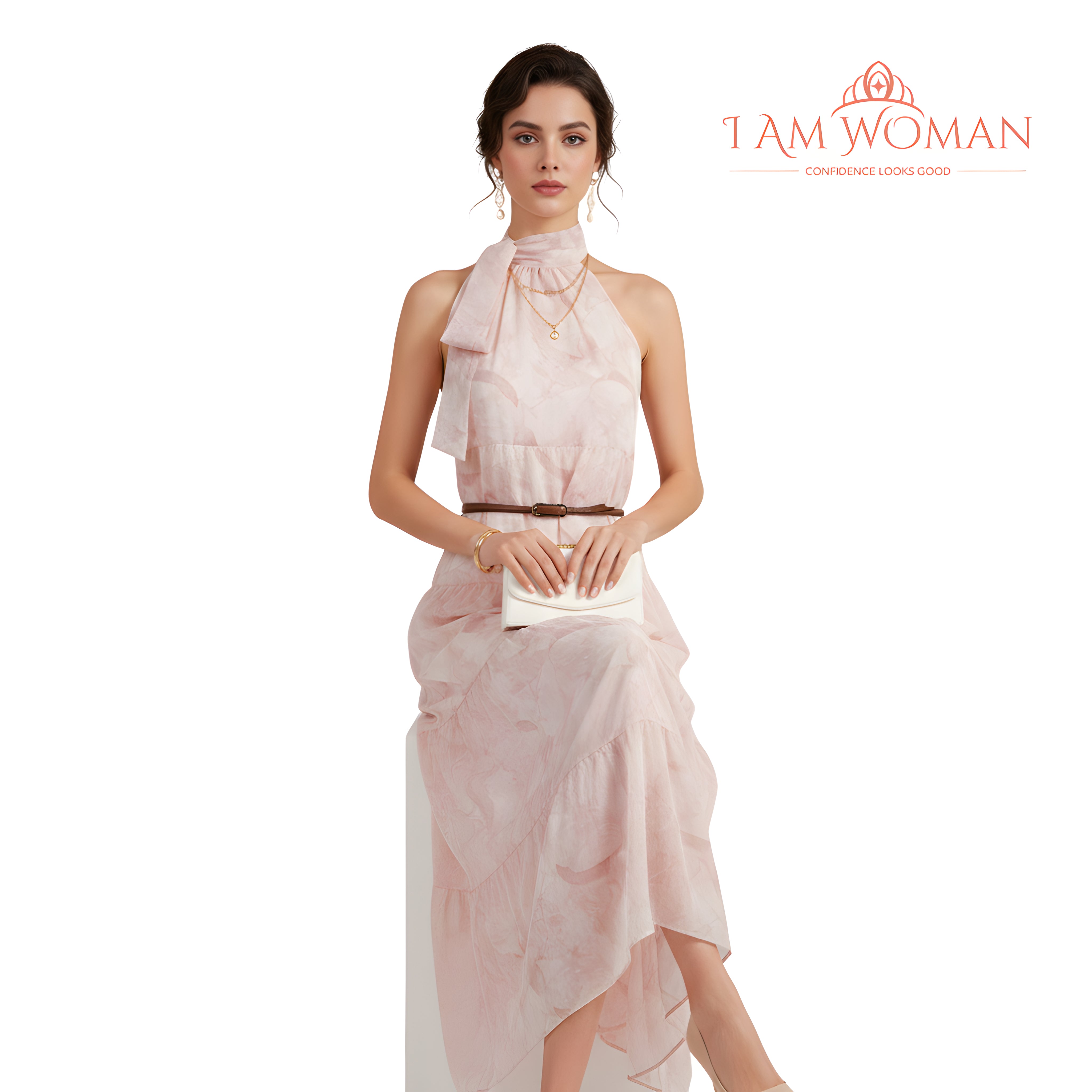 I Am Woman Pink Tiered Maxi Dress