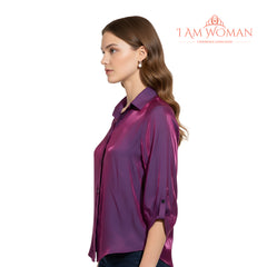 I Am Woman Purple Button-Down Blouse