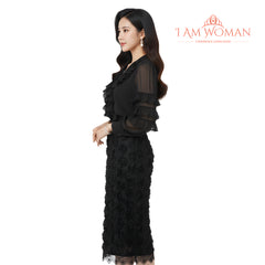 I Am Woman Black 3D Rose Skirt