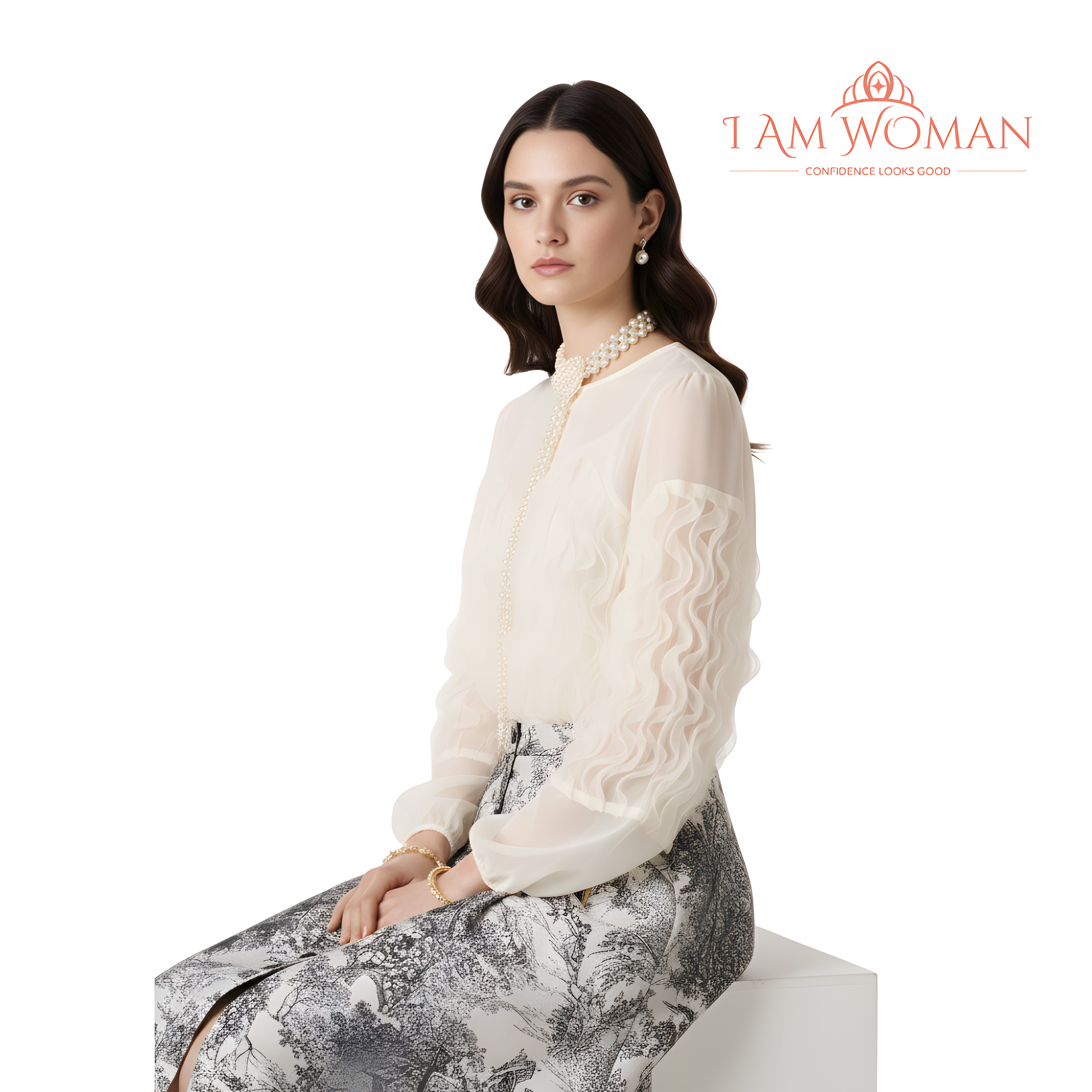 I Am Woman Off-White Ruffled Blouse