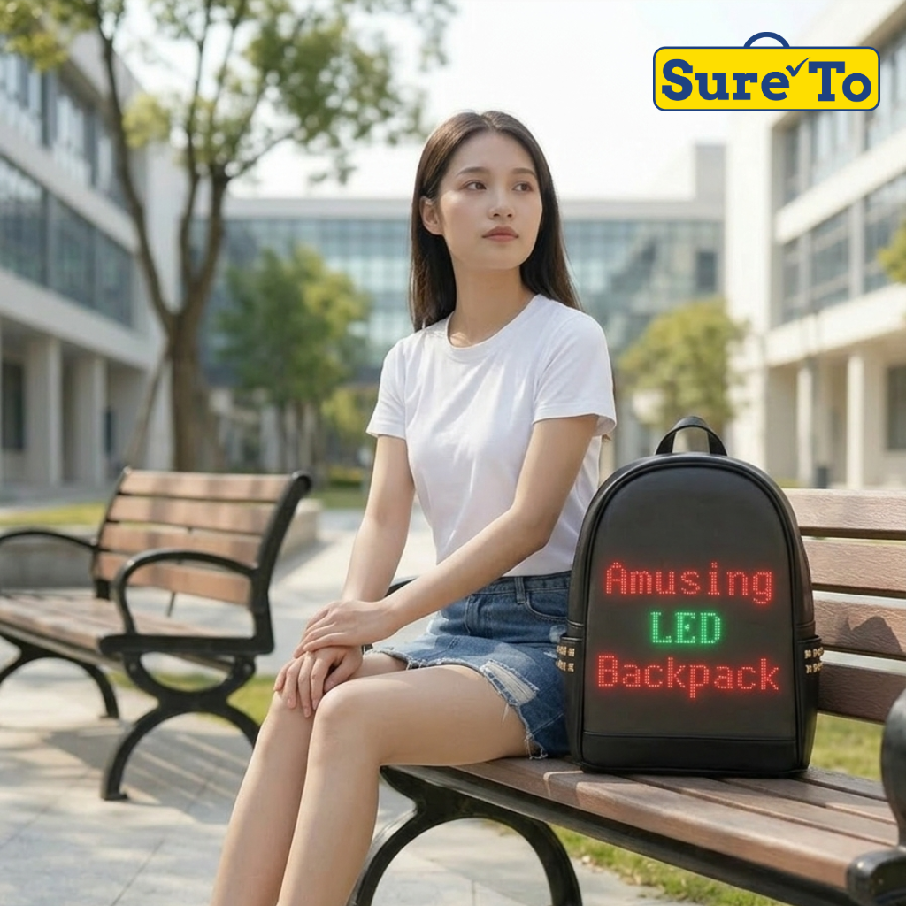 Sureto LED Backpack Designer Plain Black