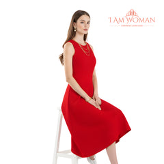 I Am Woman Crimson Red Shimmer Long Dress
