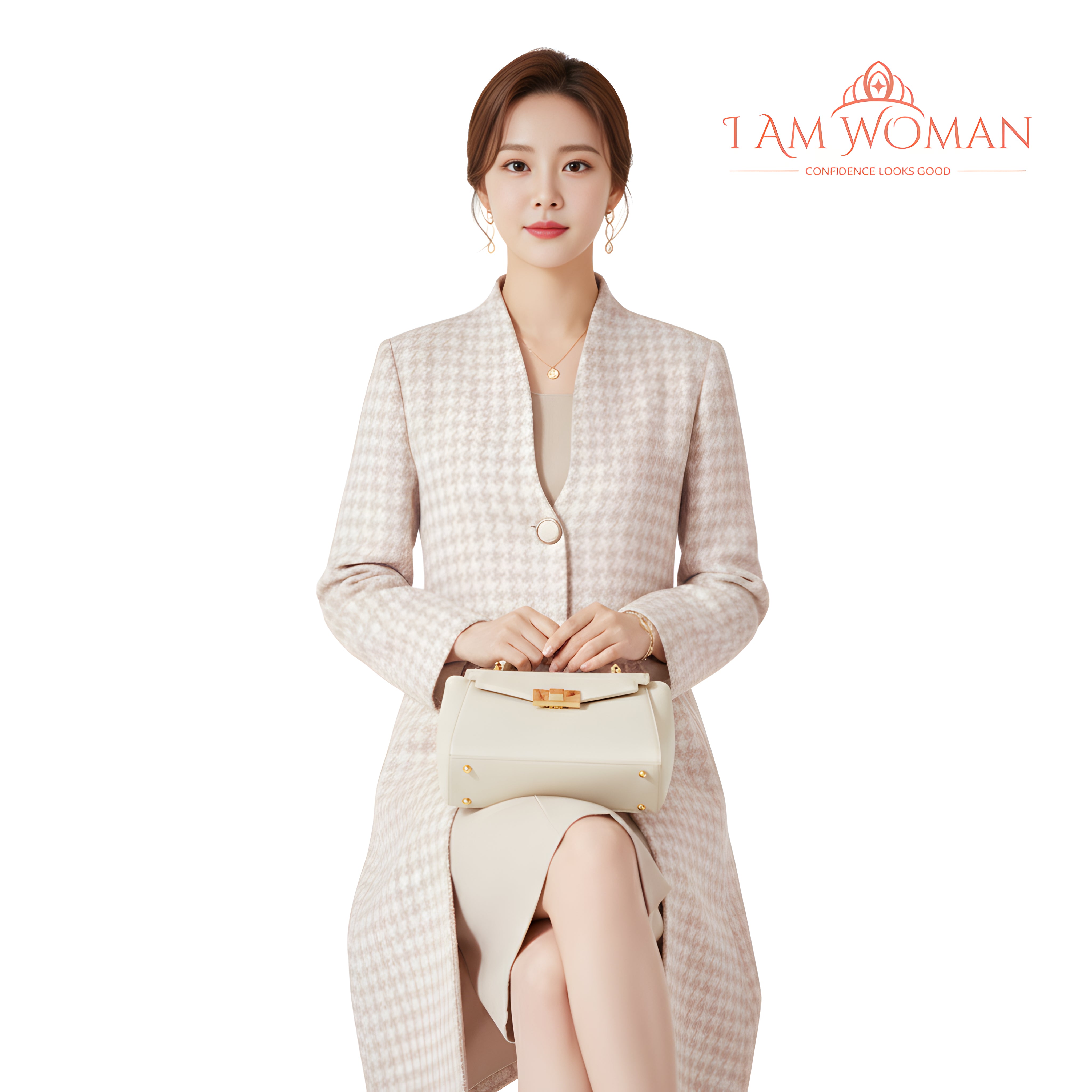 I Am Woman Pale Pink Button Down Long Coat