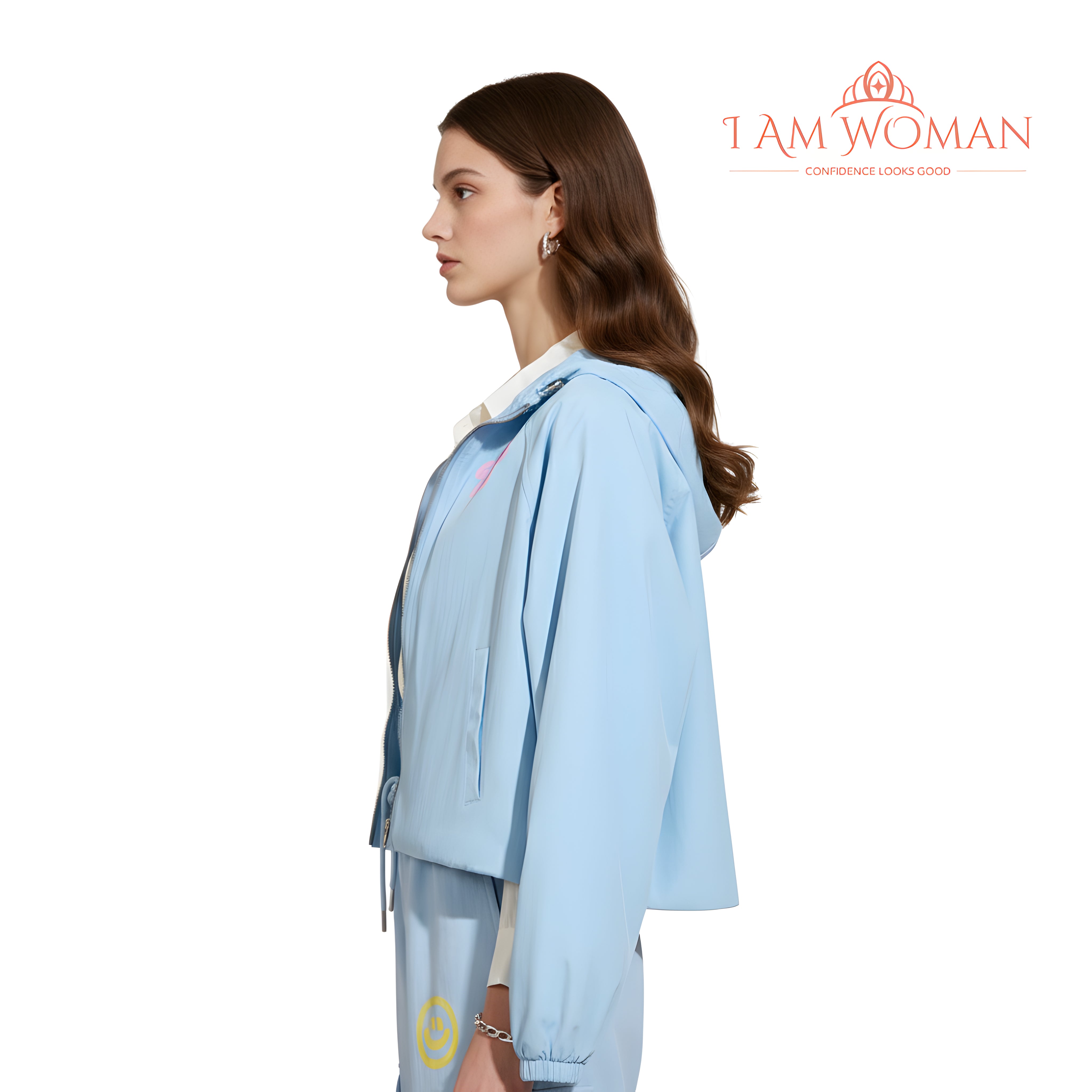 I Am Woman Light Blue Cropped Jacket
