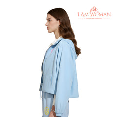 I Am Woman Light Blue Cropped Jacket