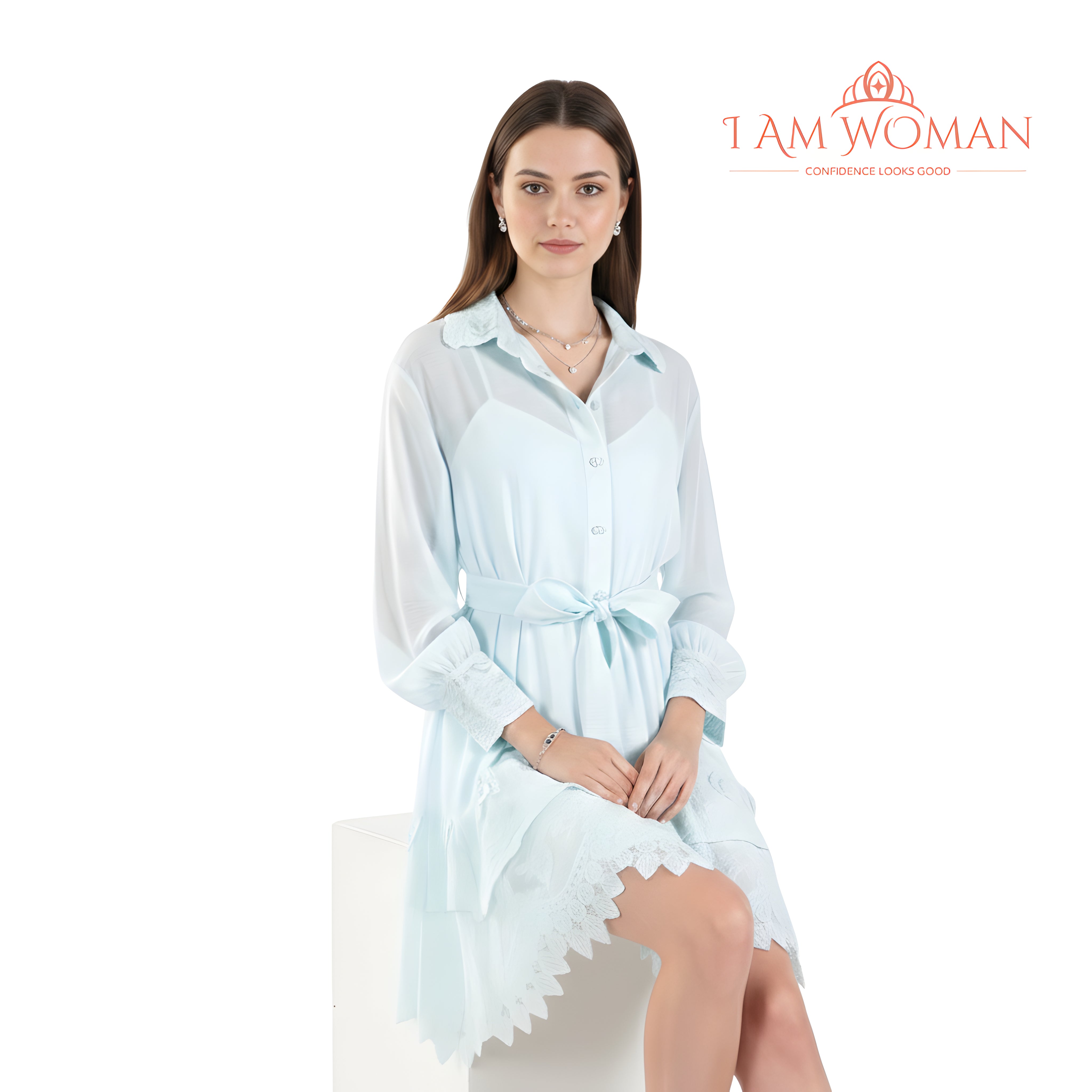 I Am Woman Mint Green Embroid Barong Type Dress