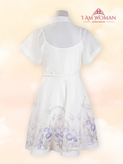 Soft White Floral Embroidered Shirt Dress