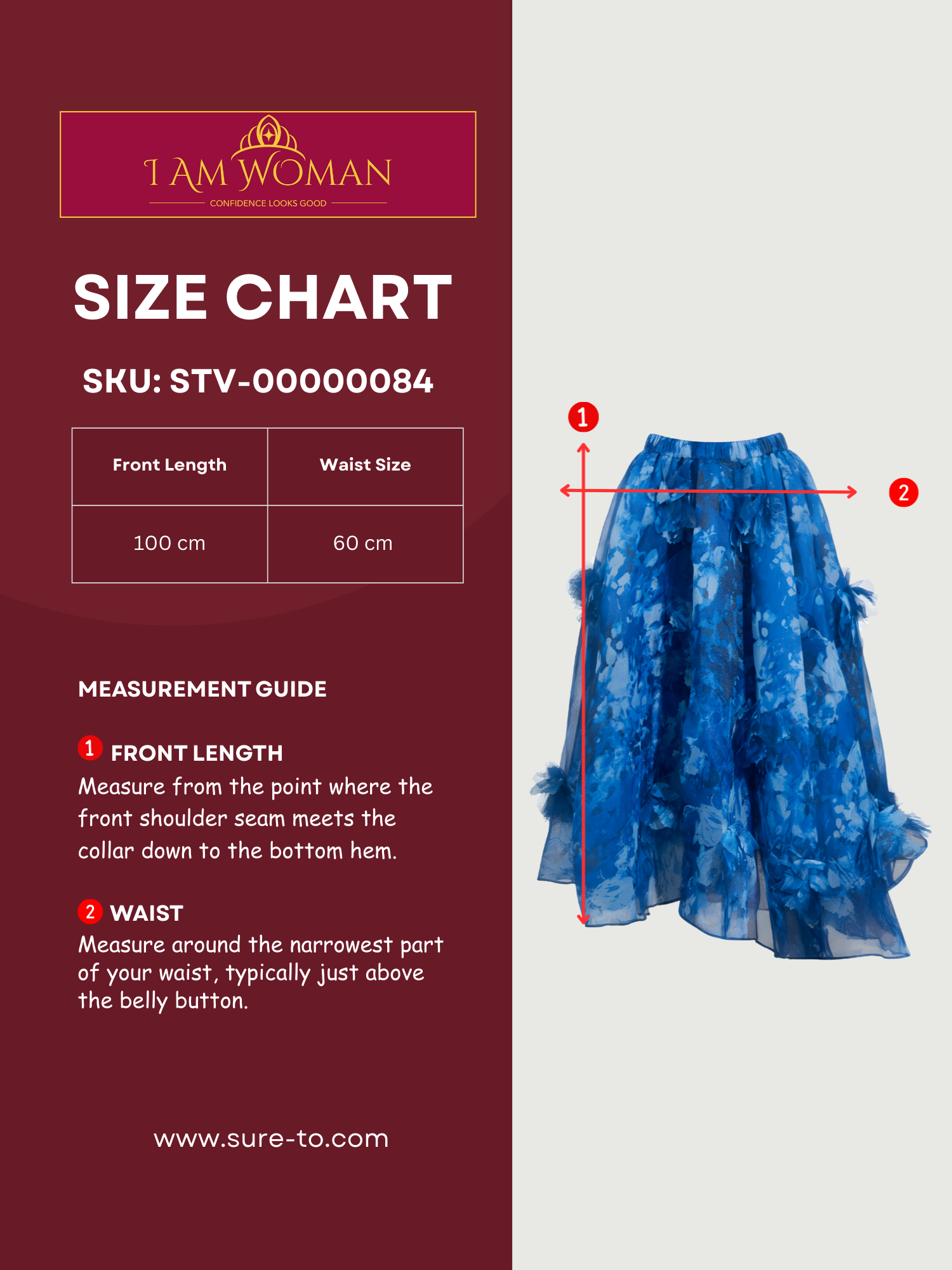 I Am Woman Blue Floral Print Tulle Skirt
