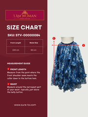 Blue Floral Print Tulle Skirt