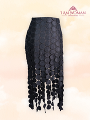 Black Circle Embellished Skirt