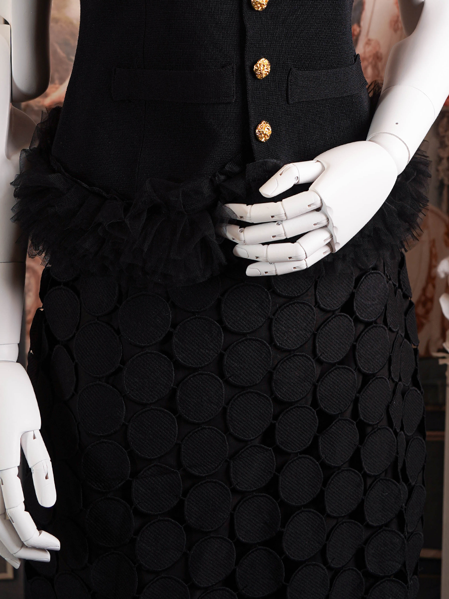 Black Circle Embellished Skirt