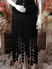 Black Circle Embellished Skirt