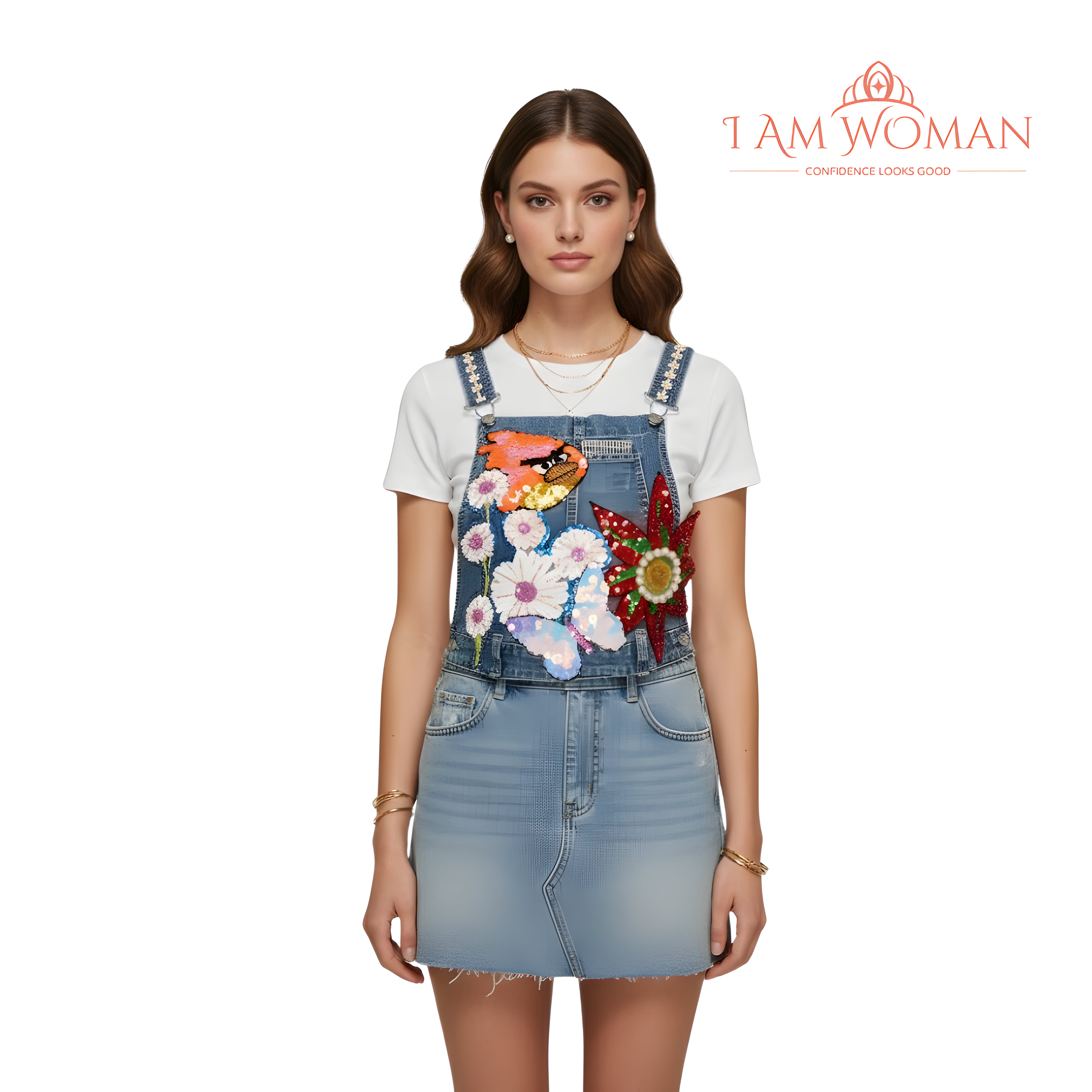 I Am Woman Multi Colored Floral Maong Tank Top