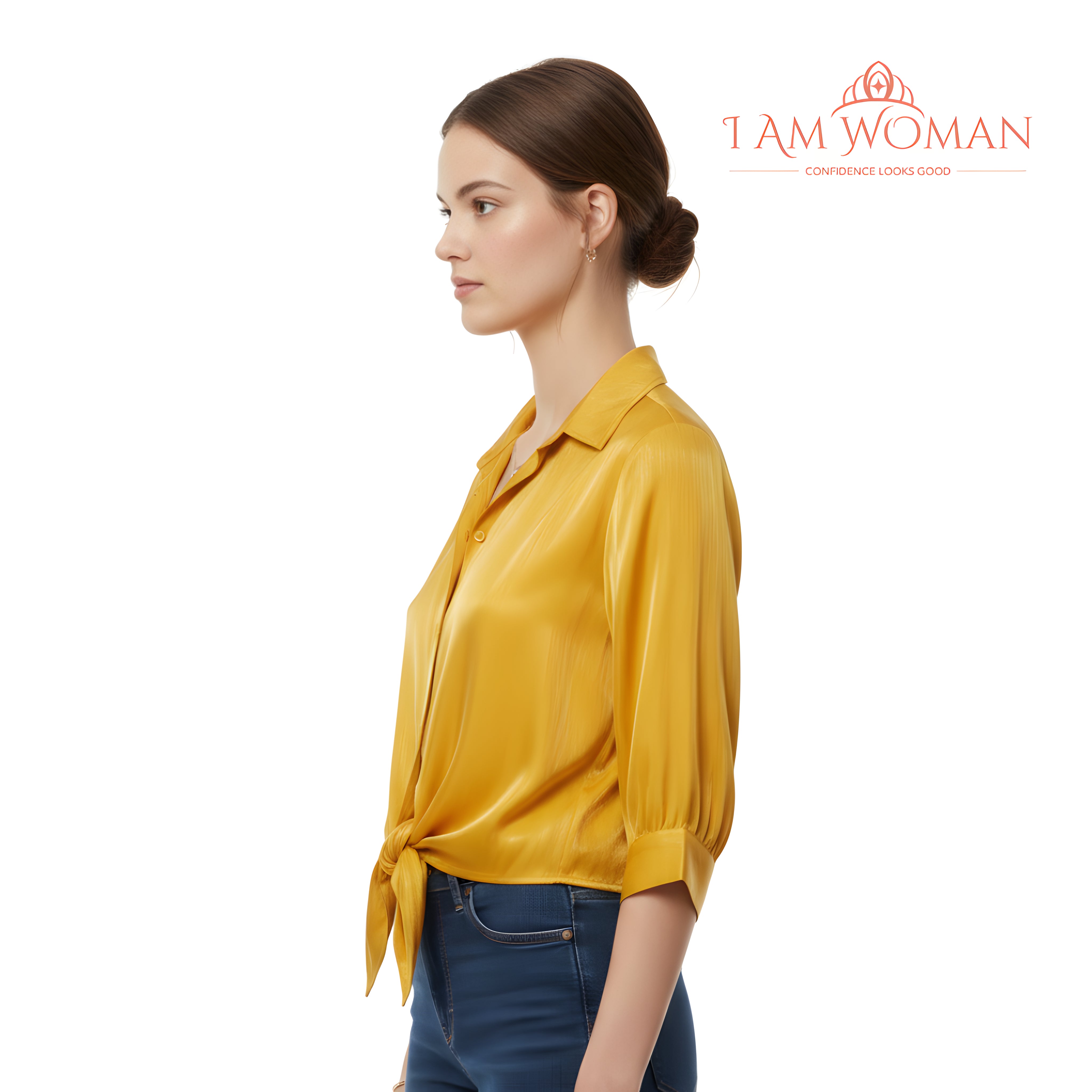 I Am Woman Mustard Yellow Knotted Blouse
