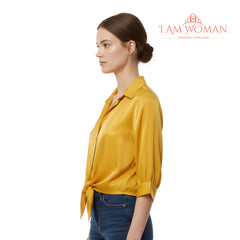 I Am Woman Mustard Yellow Knotted Blouse