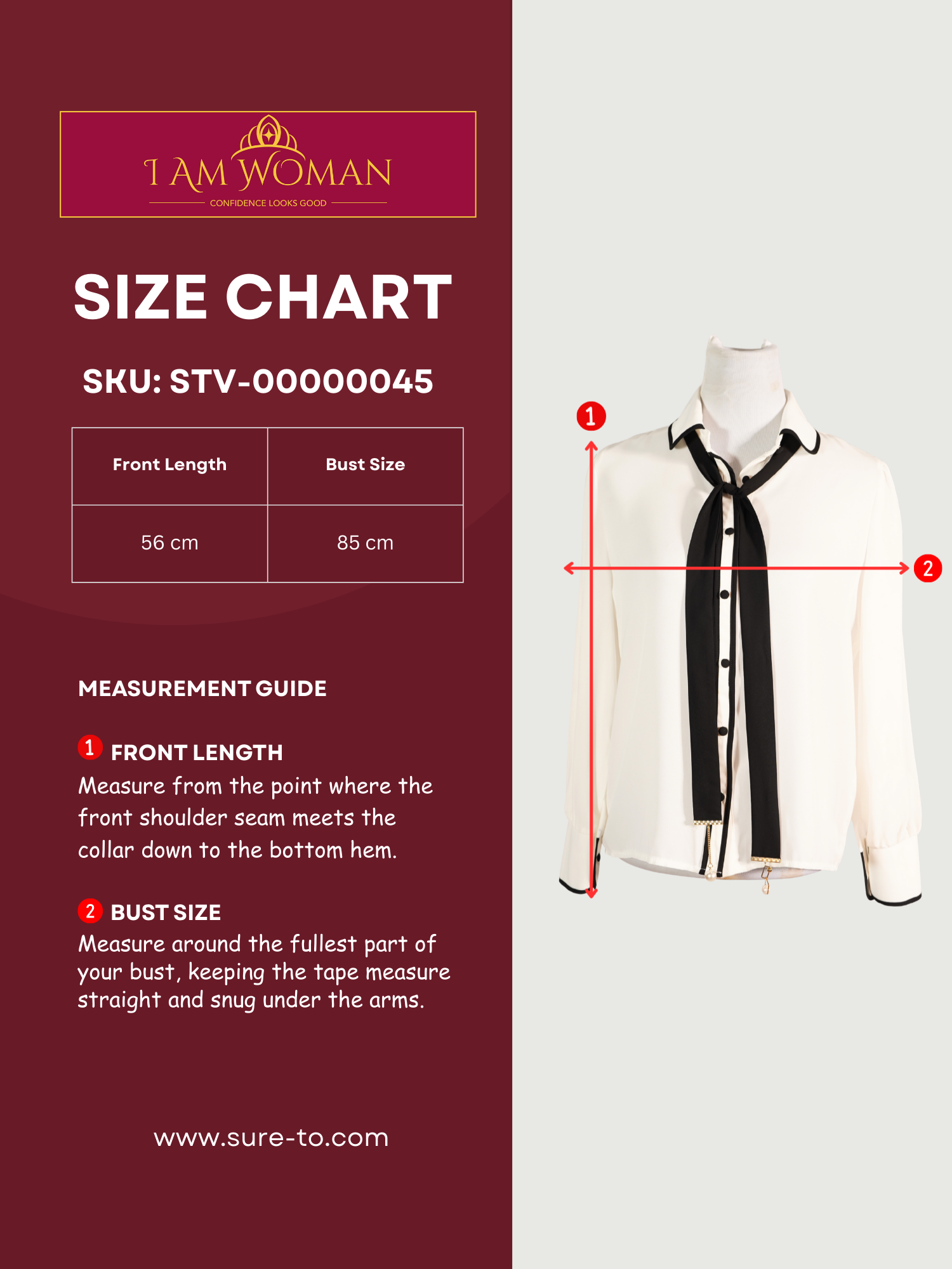 I Am Woman White Blouse with Black Necktie